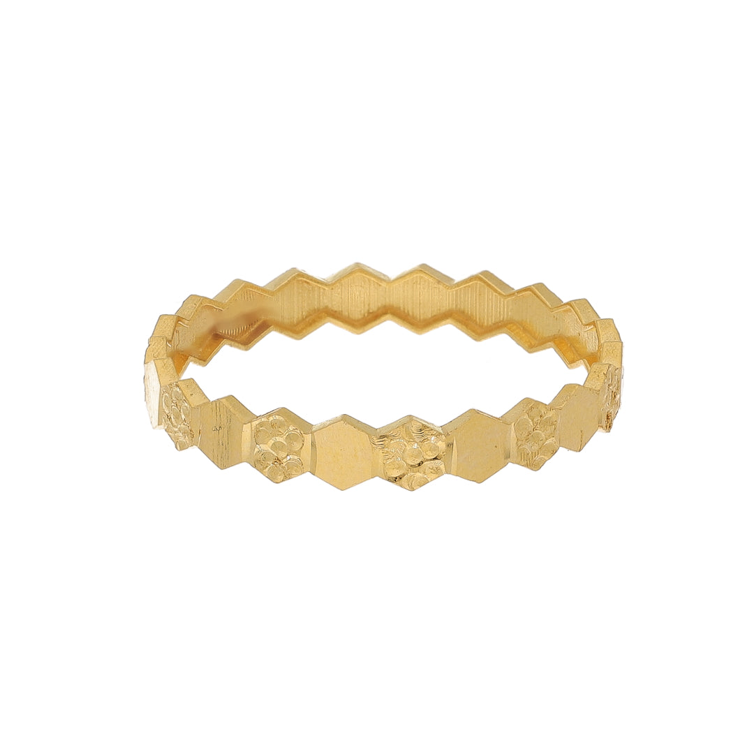 Gold Hexa-Design Ring 21KT - FKJRN21KM10900