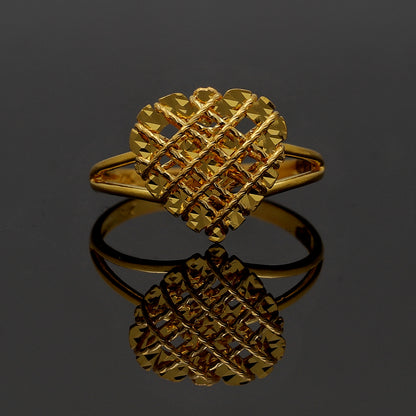 Gold Grid Cut Ring 21KT - FKJRN21KM11129