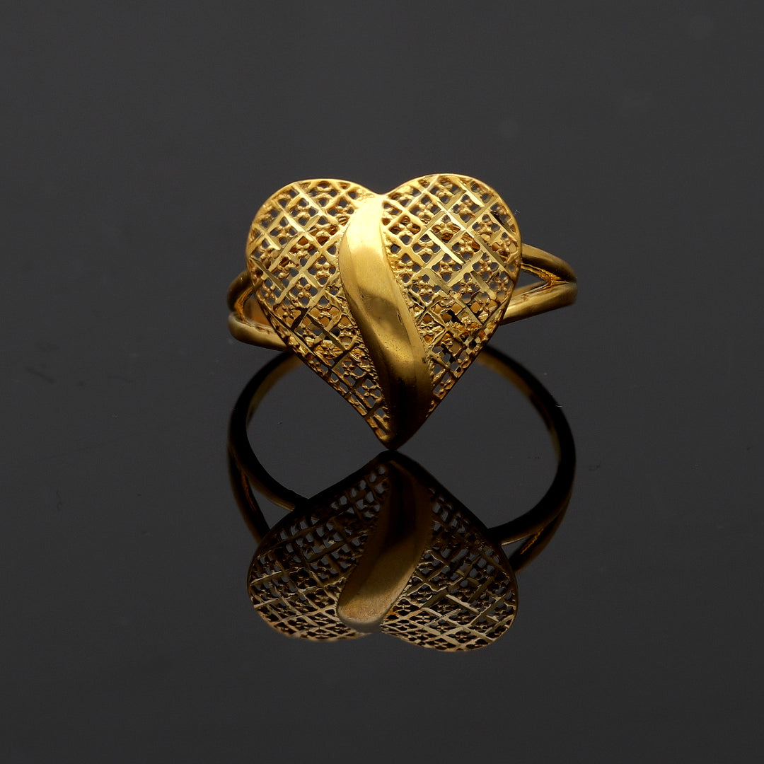Gold Filigree Heart Ring 21KT - FKJRN21KM11130
