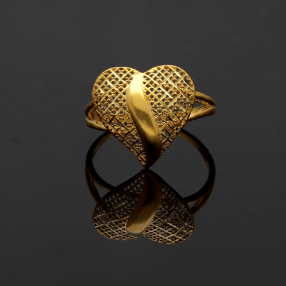 Gold Filigree Heart Ring 21KT - FKJRN21KM11130