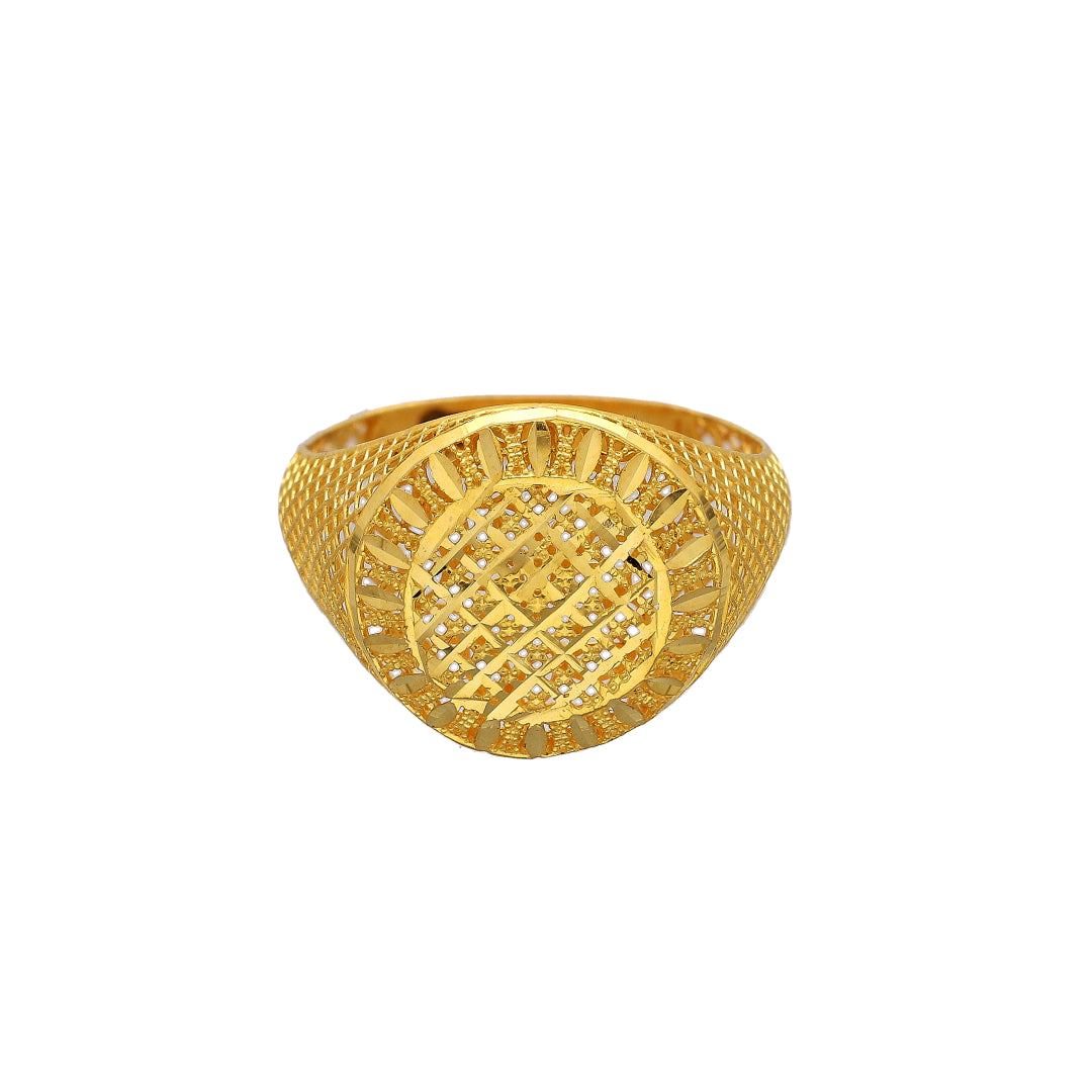 Gold Lattice Face Ring 21KT - FKJRN21KM11132