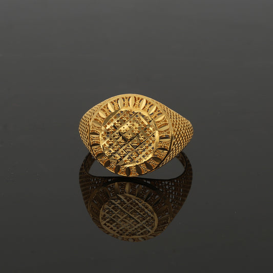 Gold Lattice Face Ring 21KT - FKJRN21KM11132