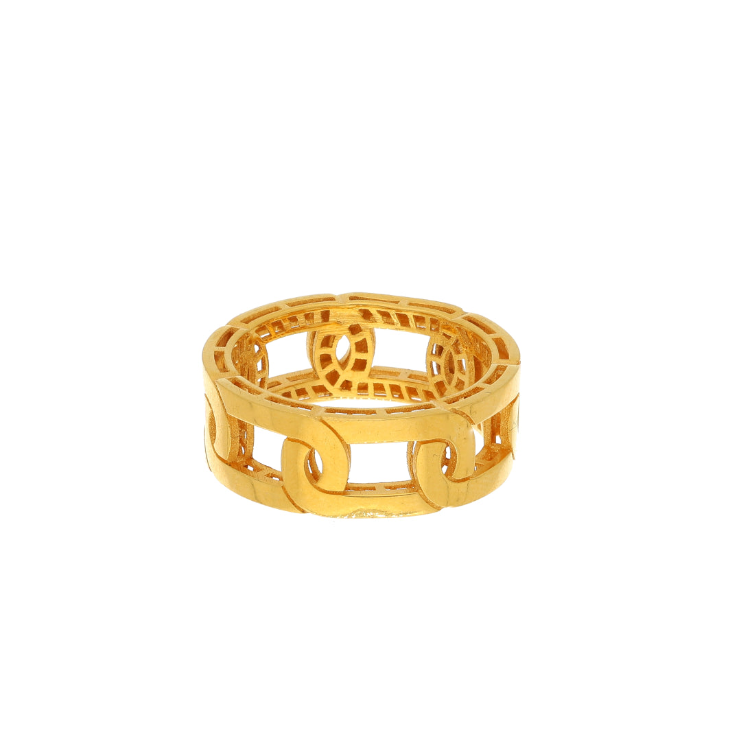 Gold Interlocking Chain Ring 21KT - FKJRN21KM11134