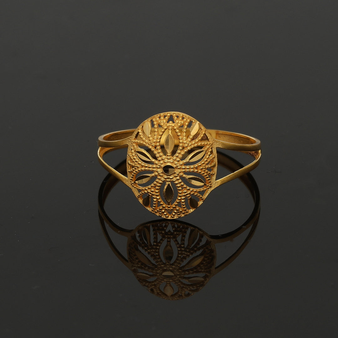 Gold Floral Filigree Ring 21KT - FKJRN21KM11136
