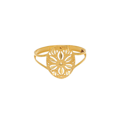 Gold Floral Filigree Ring 21KT - FKJRN21KM11136