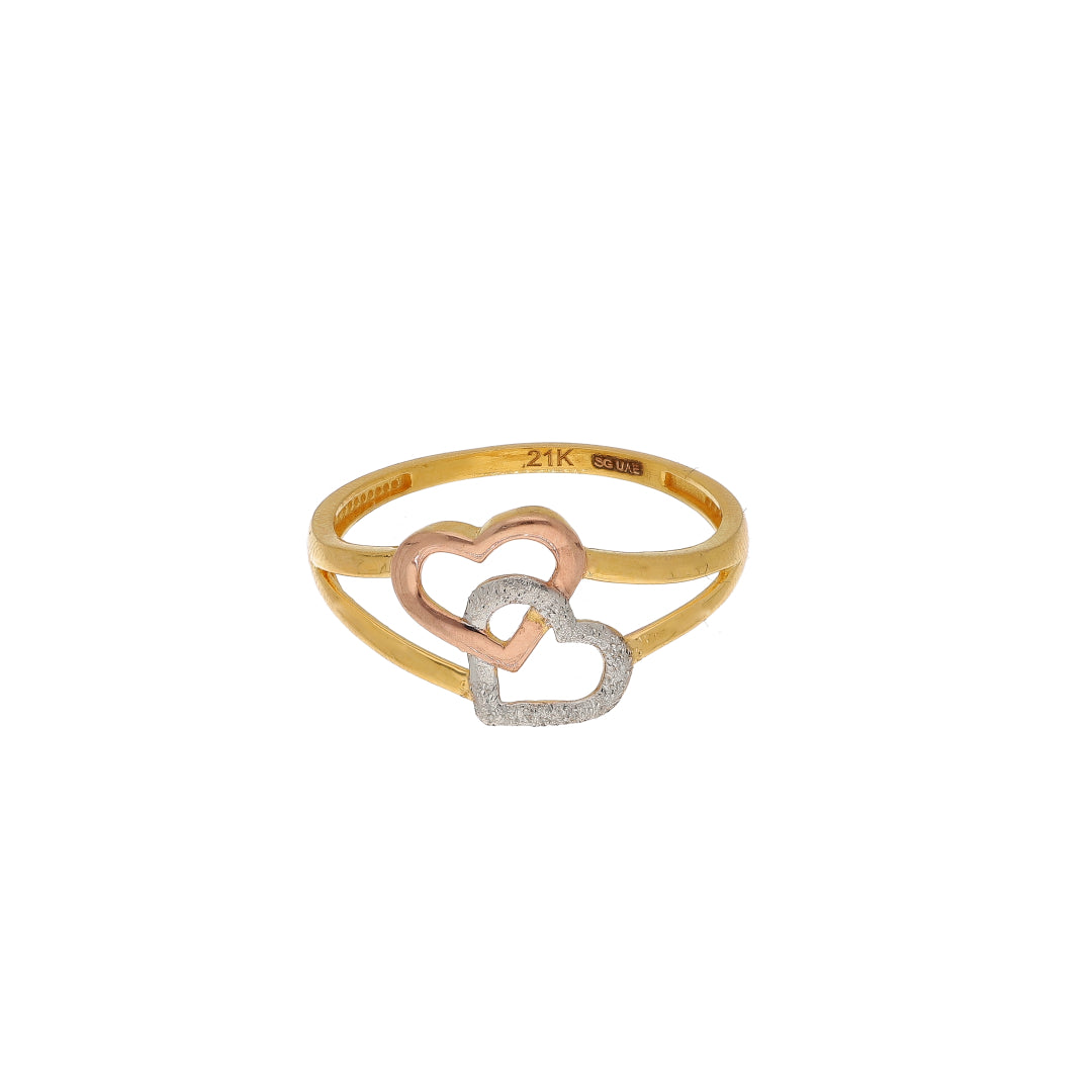 Gold Twin Heart Ring 21KT - FKJRN21KM11139
