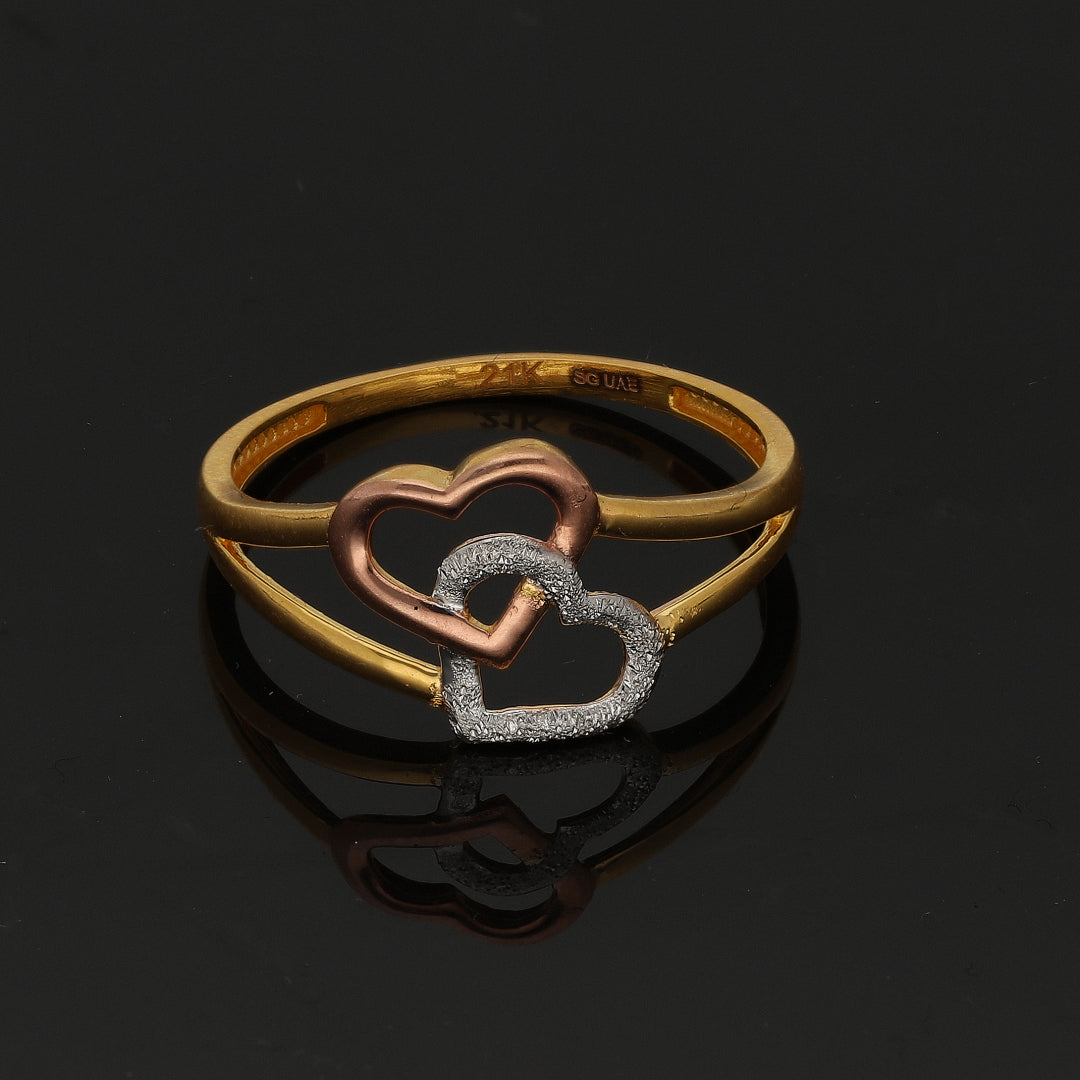 Gold Twin Heart Ring 21KT - FKJRN21KM11139