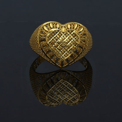 Gold Mesh Heart Shaped Ring 21KT - FKJRN21KM11153