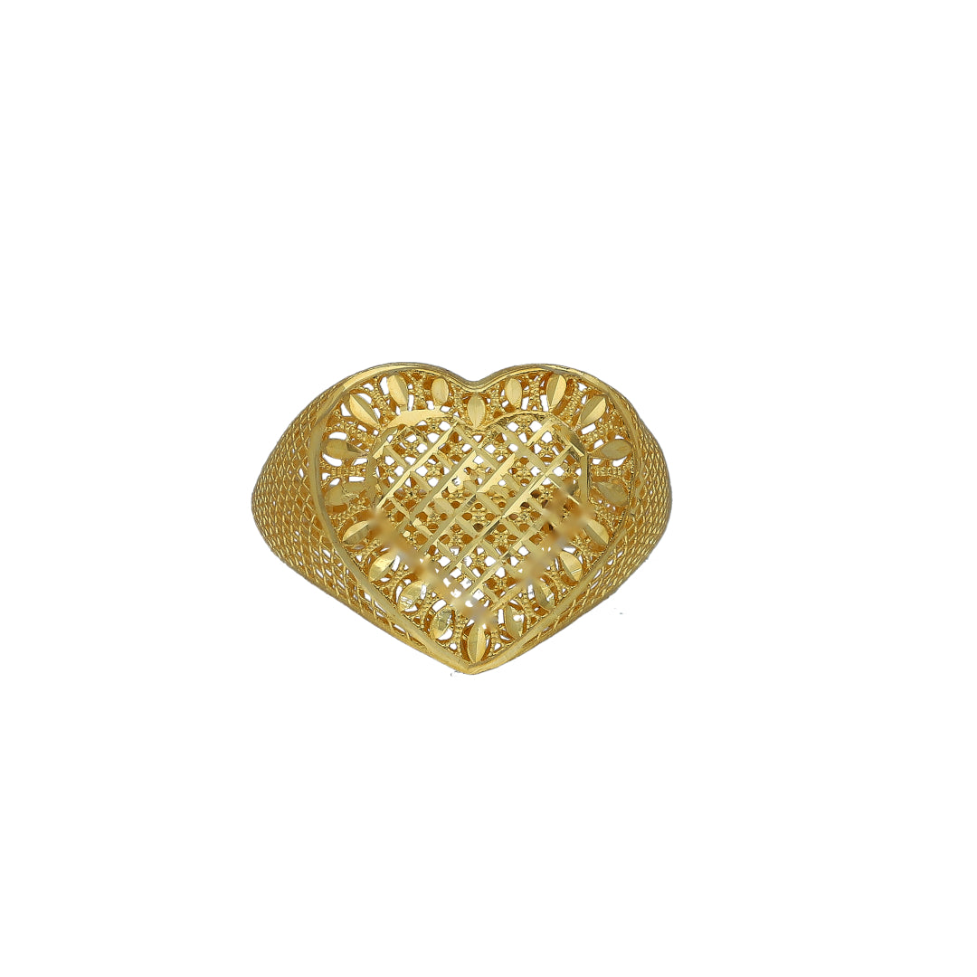 Gold Mesh Heart Shaped Ring 21KT - FKJRN21KM11153