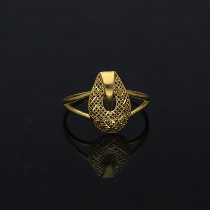 Gold Mesh Pear Shaped Ring 21KT - FKJRN21KM11154