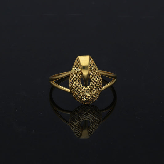 Gold Mesh Pear Shaped Ring 21KT - FKJRN21KM11154