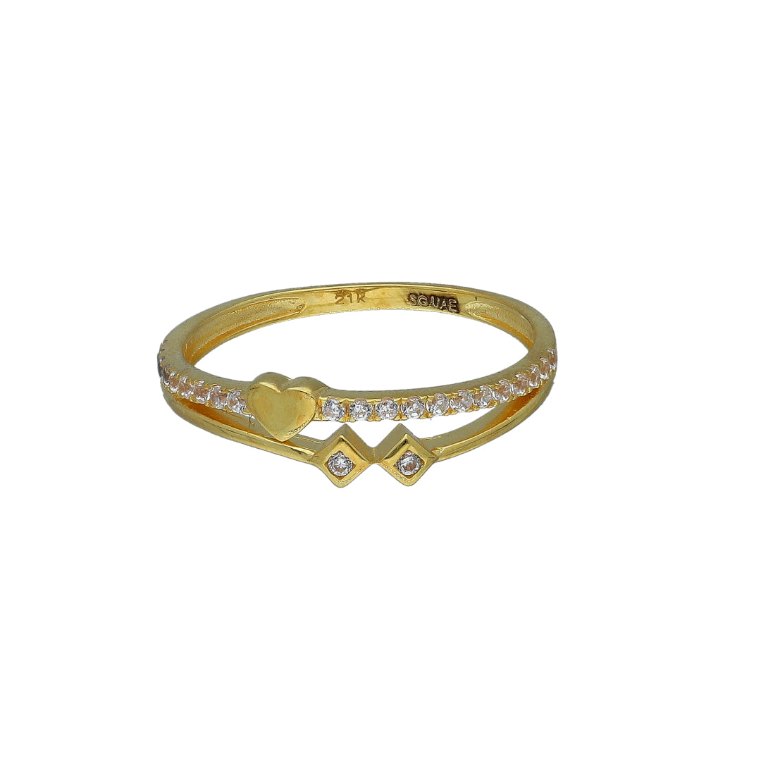 Gold Heart Charm Ring 21KT - FKJRN21KM11156