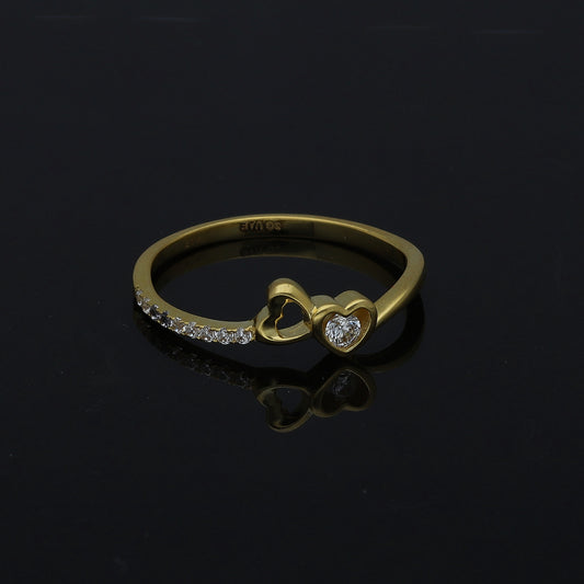 Gold Double Heart Ring 21KT - FKJRN21KM11159