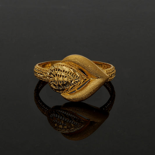 Gold Fluid Curve Ring 21KT - FKJRN21KM11165
