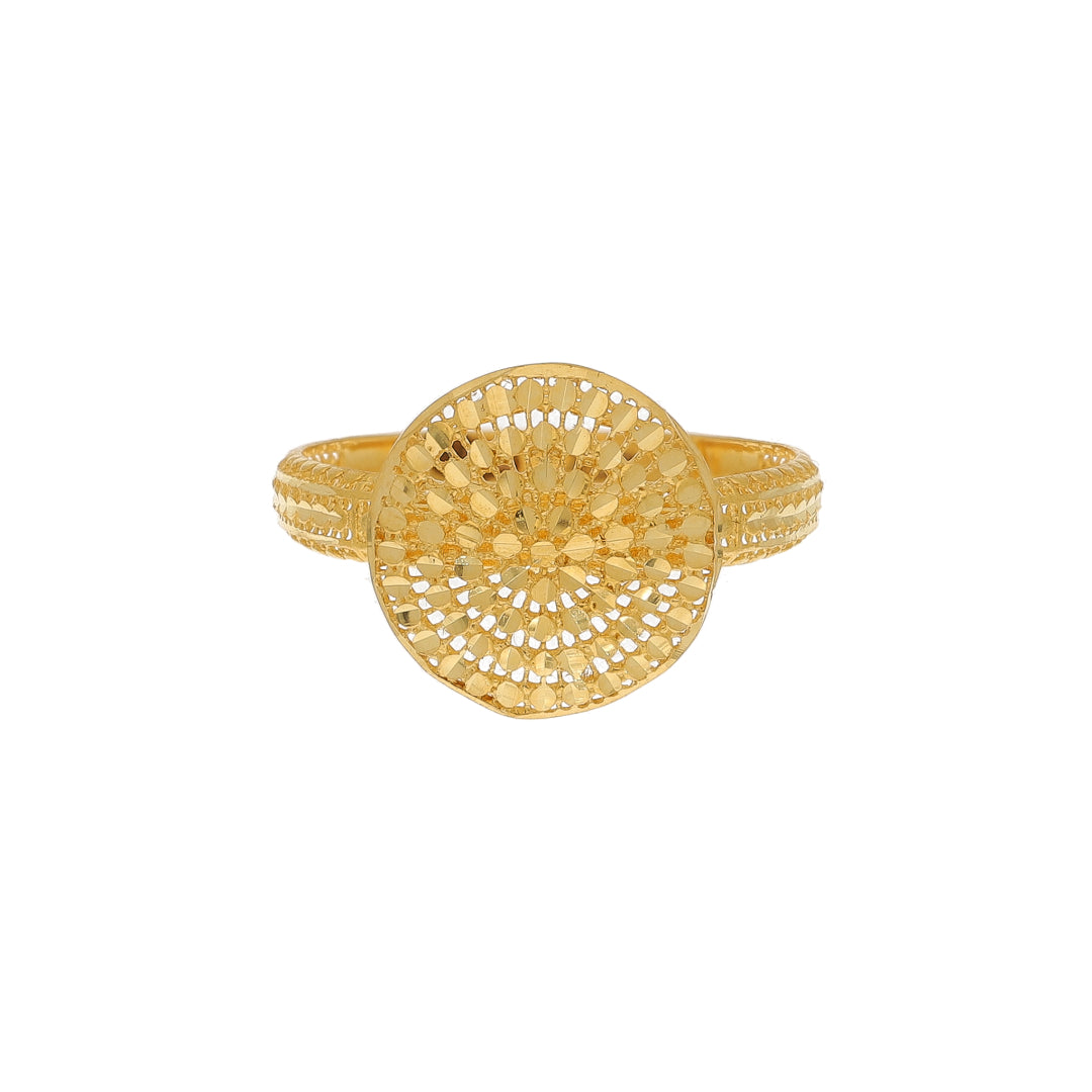 Gold Circle Filigree Ring 21KT - FKJRN21KM11167