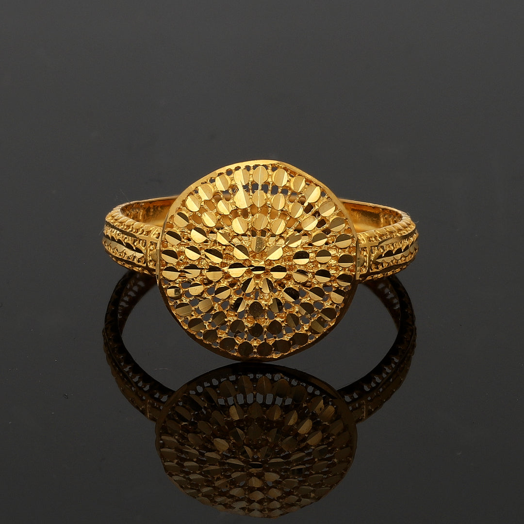 Gold Circle Filigree Ring 21KT - FKJRN21KM11167