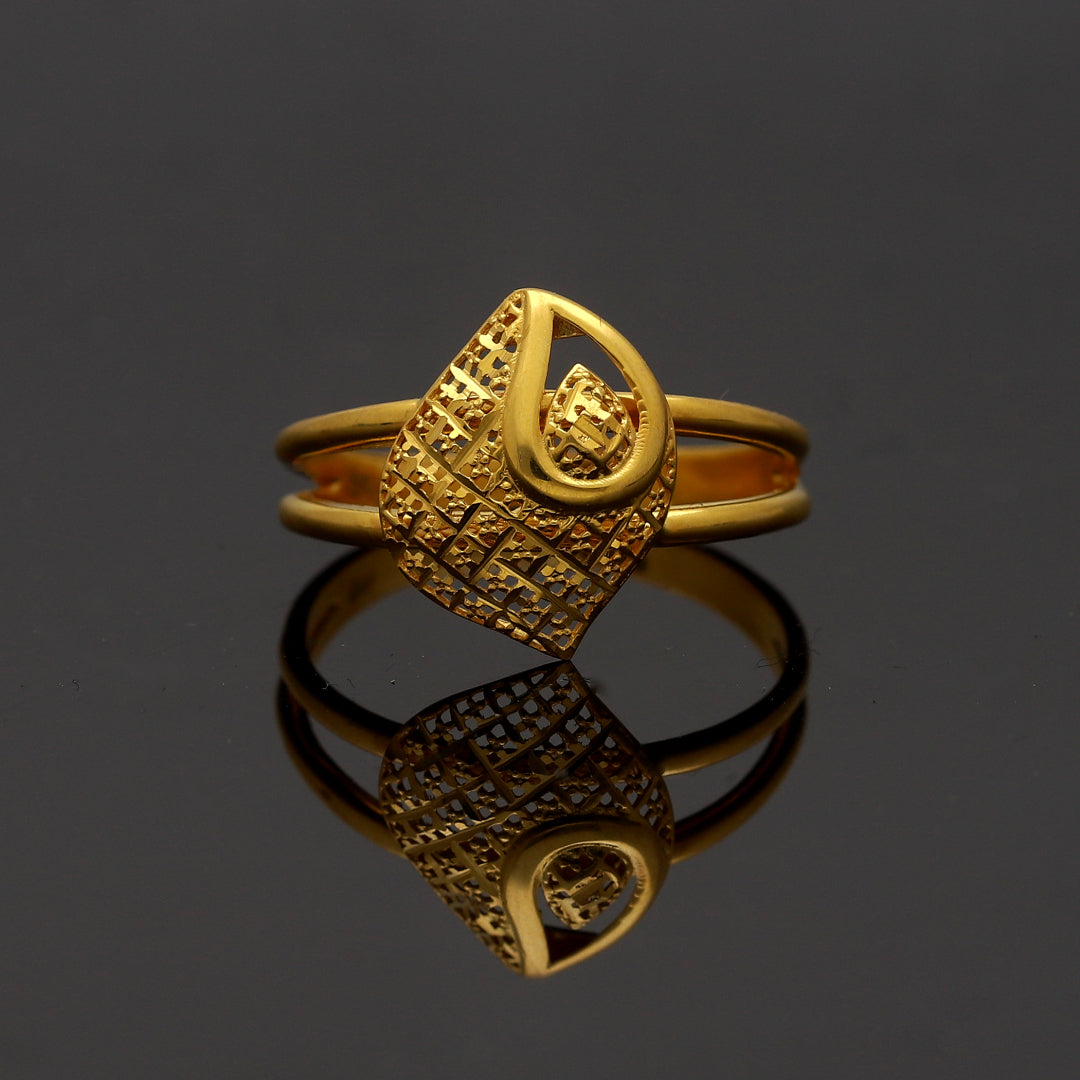 Gold Leaf Shape Ring 21KT - FKJRN21KM11186