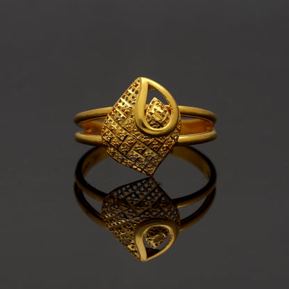 Gold Leaf Shape Ring 21KT - FKJRN21KM11186
