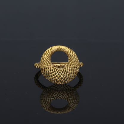 Gold Circle Mesh Ring 21KT - FKJRN21KM11192