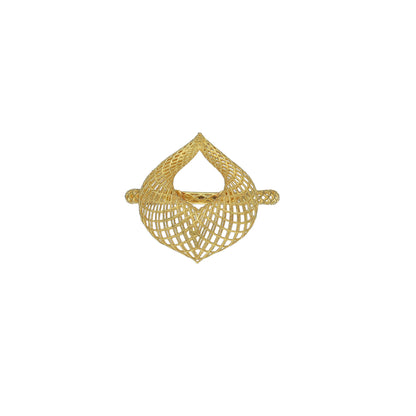 Gold Mesh Leaf Ring 21KT - FKJRN21KM11194