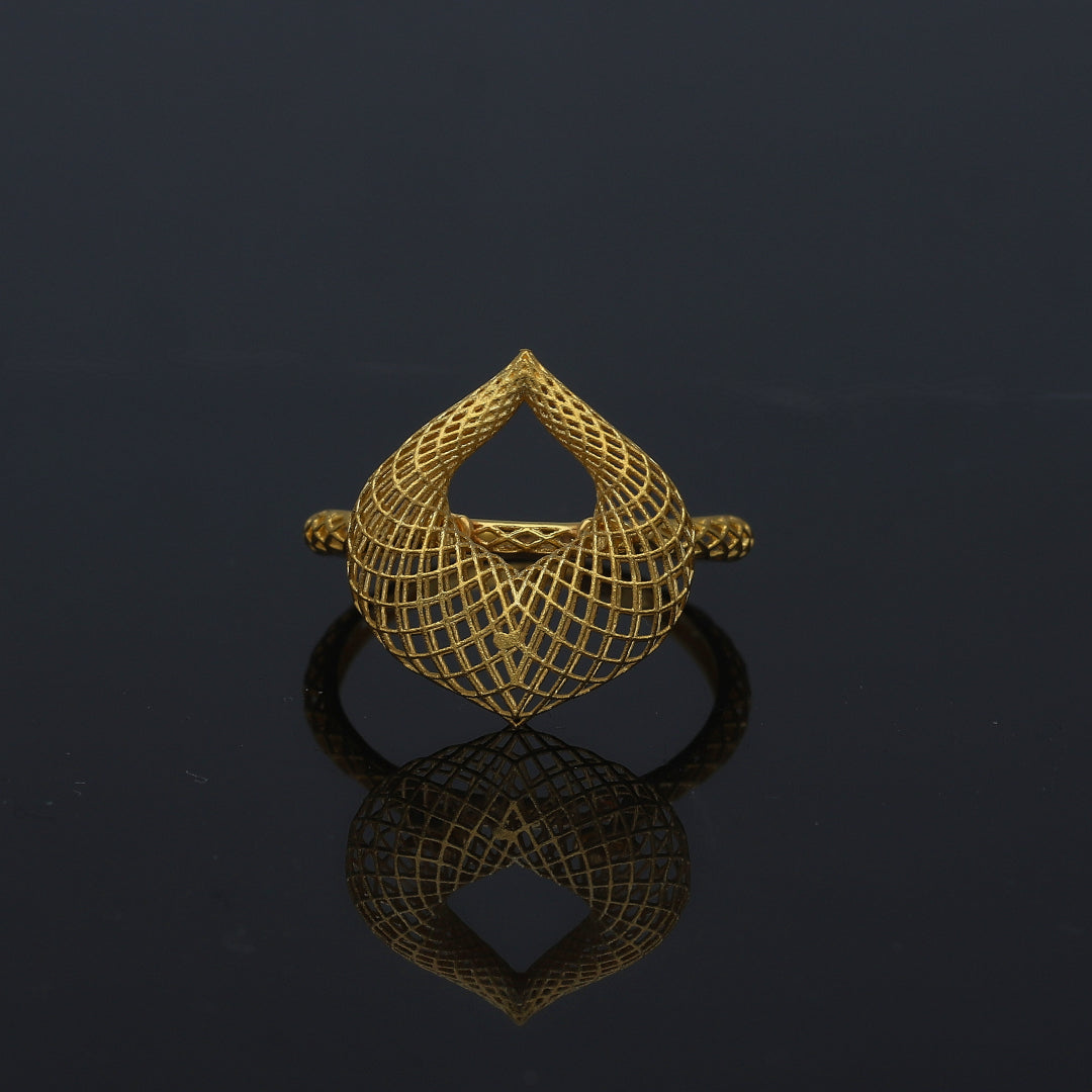 Gold Mesh Leaf Ring 21KT - FKJRN21KM11194
