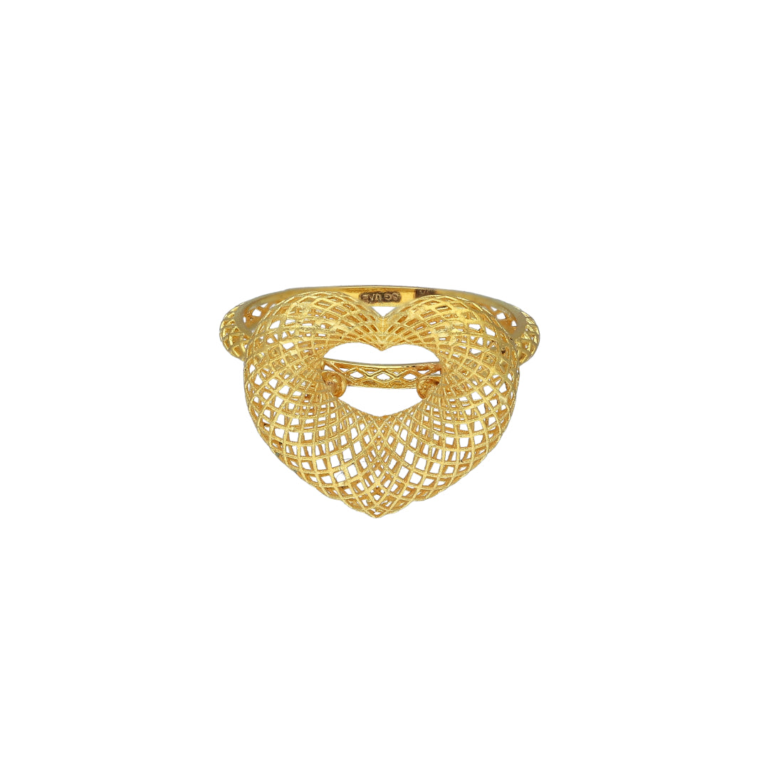 Gold Heart Net Ring 21KT - FKJRN21KM11195
