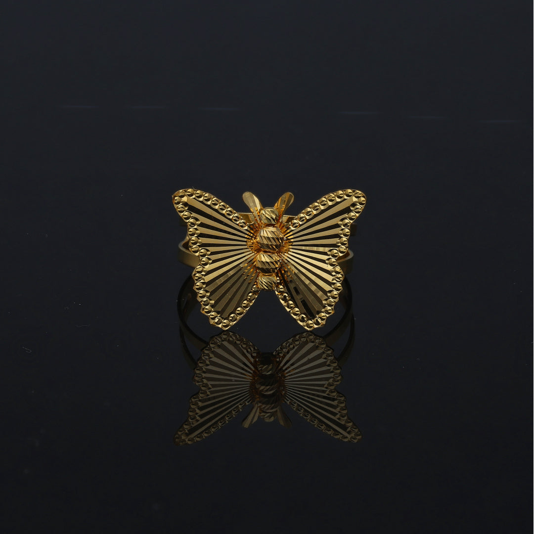 Gold Classic Butterfly Ring 21KT - FKJRN21KM11197