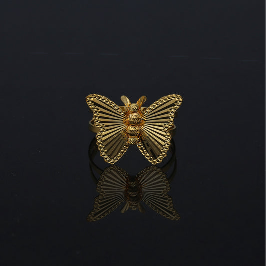 Gold Classic Butterfly Ring 21KT - FKJRN21KM11197