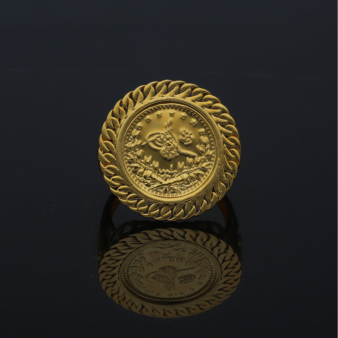 Gold Lira Coin Ring 21KT - FKJRN21KM11198