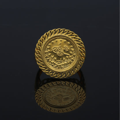 Gold Lira Coin Ring 21KT - FKJRN21KM11198