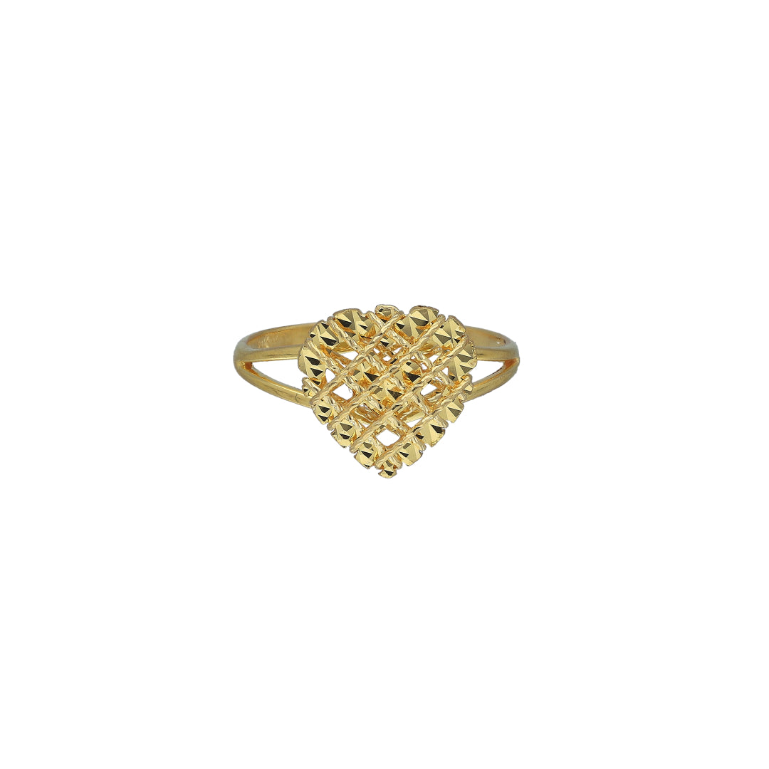 Gold Faceted Heart Ring 21KT - FKJRN21KM11200