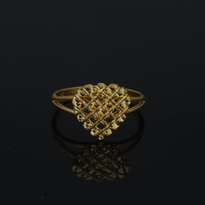 Gold Faceted Heart Ring 21KT - FKJRN21KM11200