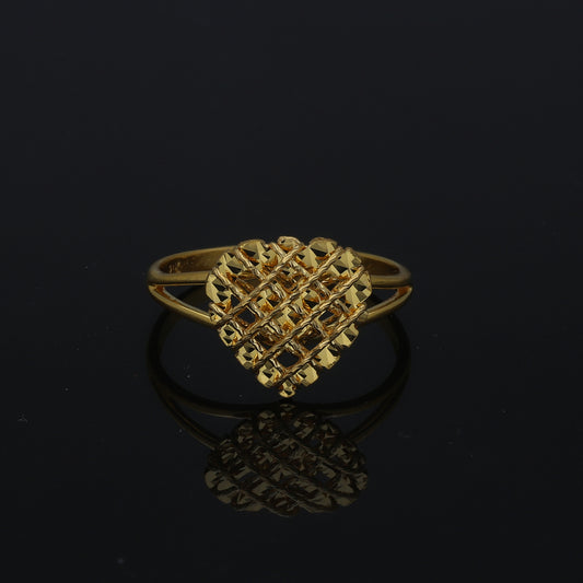 Gold Faceted Heart Ring 21KT - FKJRN21KM11200