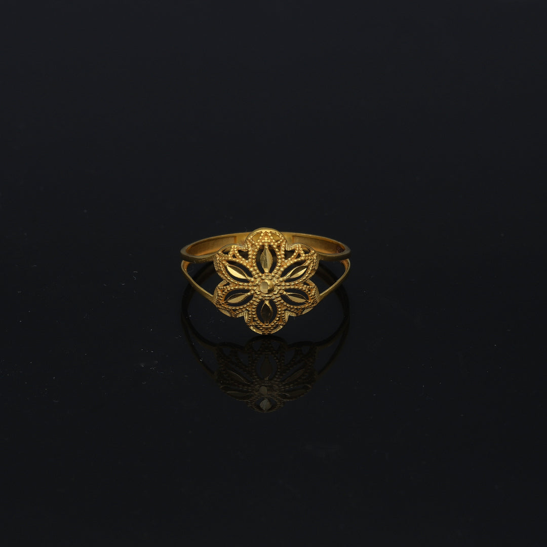 Gold Classic Flower Ring 21KT - FKJRN21KM11203