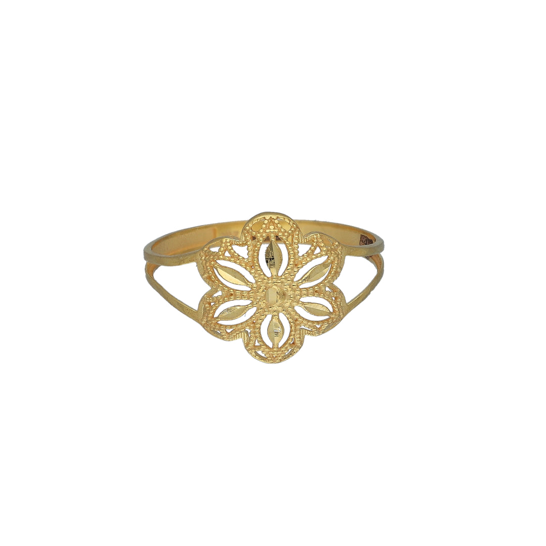 Gold Classic Flower Ring 21KT - FKJRN21KM11203