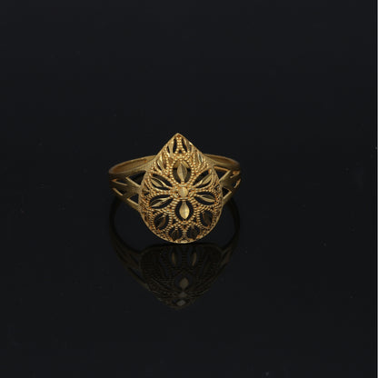 Gold Floral Drop Ring 21KT - FKJRN21KM11205