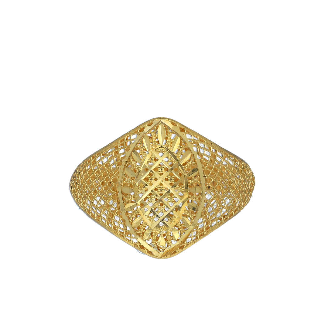 Gold Oval Mesh Ring 21KT - FKJRN21KM11208