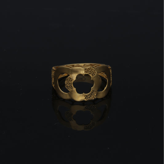 Gold Floral Cutwork Ring 21KT - FKJRN21KM11209