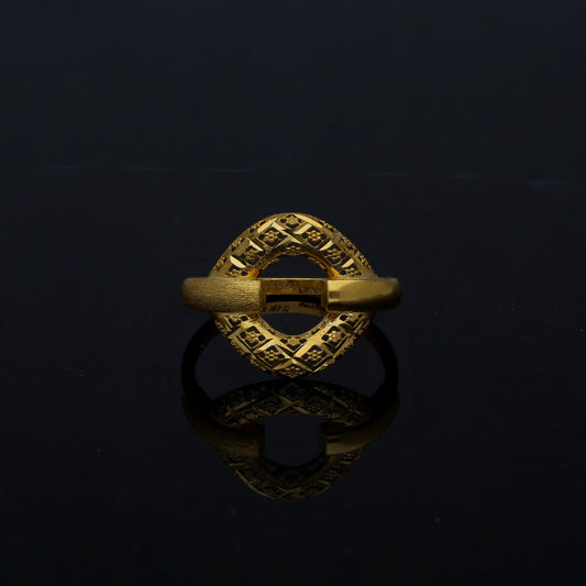 Gold Elegant Hollow Ring 21KT - FKJRN21KM11235