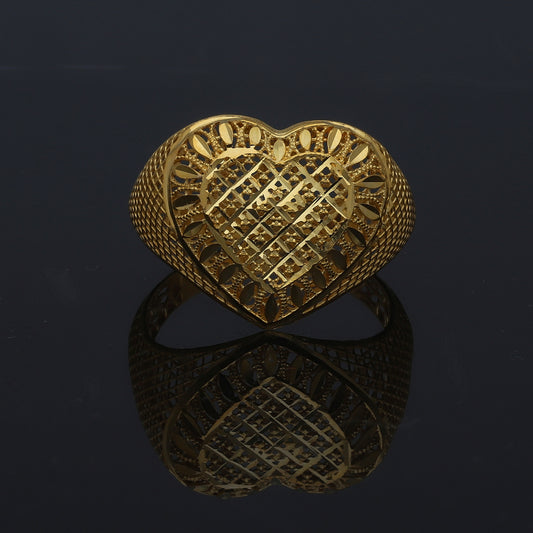 Gold Heart Lattice Ring 21KT - FKJRN21KM11242