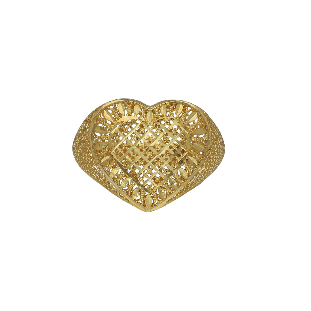 Gold Heart Lattice Ring 21KT - FKJRN21KM11242