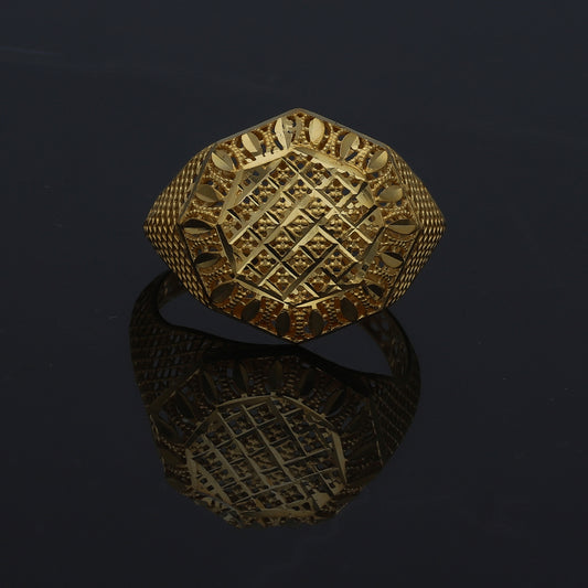 Gold Hexagon Lattice Ring 21KT - FKJRN21KM11244