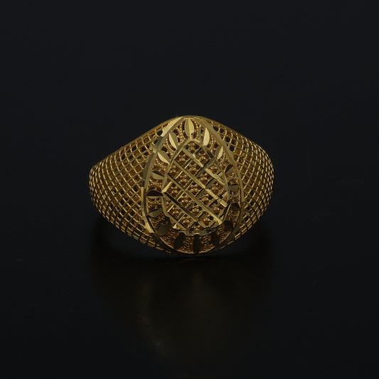 Gold Mesh Oval Ring 21KT - FKJRN21KM11246