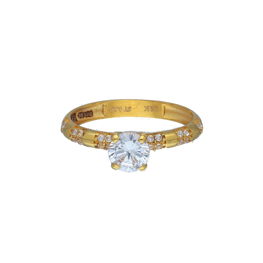 Gold Clear Stone Ring 21KT - FKJRN21KM11256