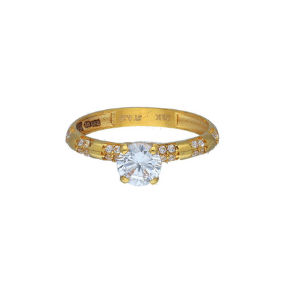 Gold Clear Stone Ring 21KT - FKJRN21KM11256