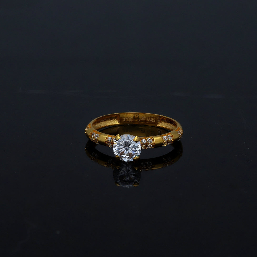 Gold Clear Stone Ring 21KT - FKJRN21KM11256