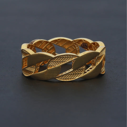 Gold Interlock Design Ring 21KT - FKJRN21KM11653