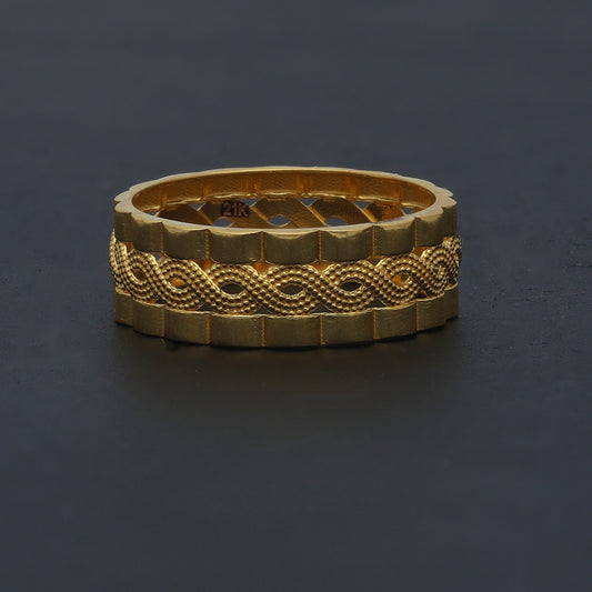 Gold Textured Band Ring 21KT - FKJRN21KM11654
