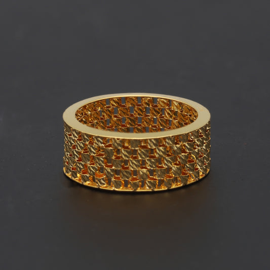 Gold Grid Design Ring 21KT - FKJRN21KM11655