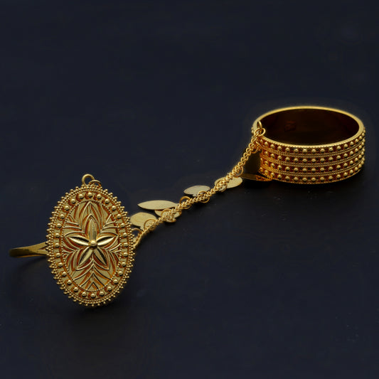 Gold Hand Chain Ring 21KT - FKJRN21KM11663